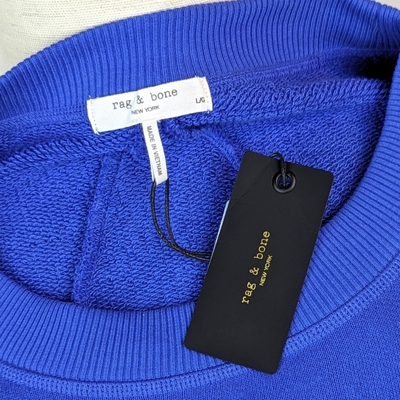 rag & bone Vintage Terry Sweatshirt Crew Neck Cropped Relaxed Fit Blue L NWT - Picture 14 of 14